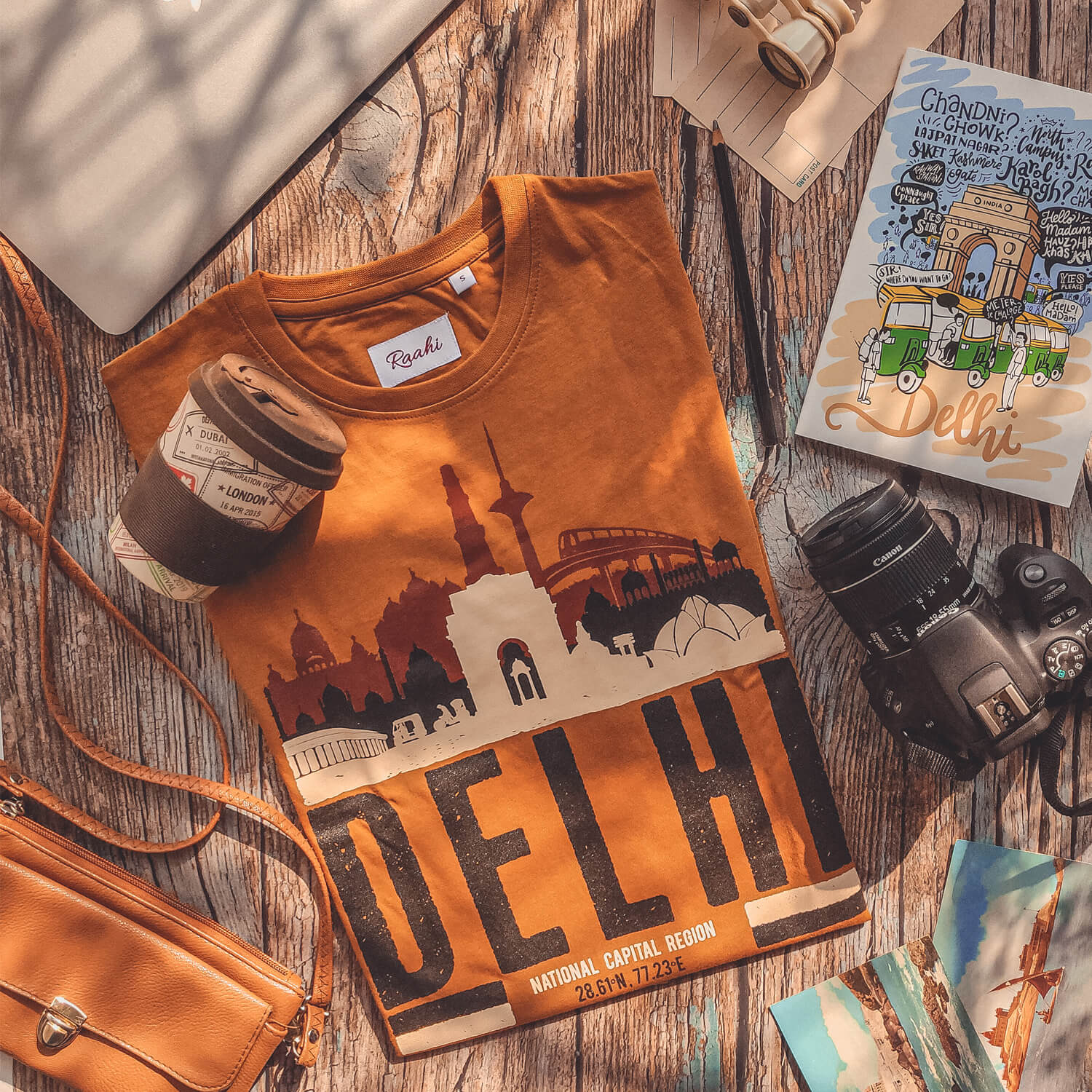 Delhi Skyline - Golden Brown T-Shirt