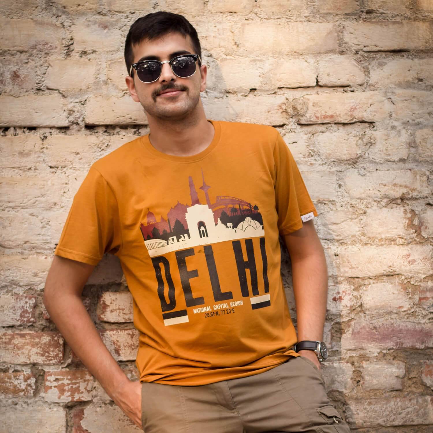 Delhi Skyline - Golden Brown T-Shirt - Raahi