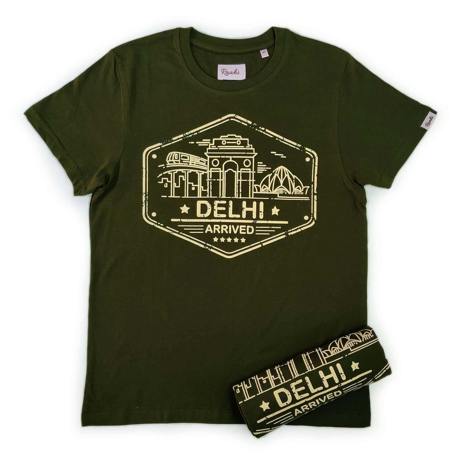 Delhi Stamp - Olive Green T-Shirt - Raahi