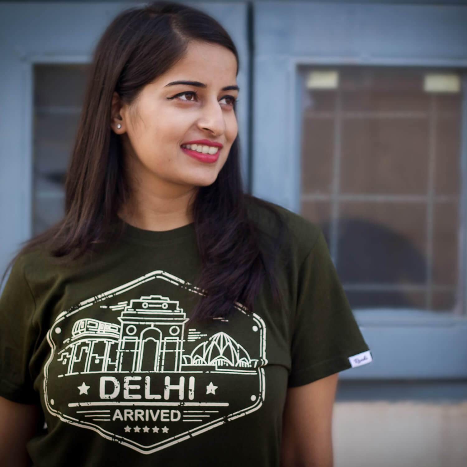 Delhi Stamp - Olive Green T-Shirt - Raahi