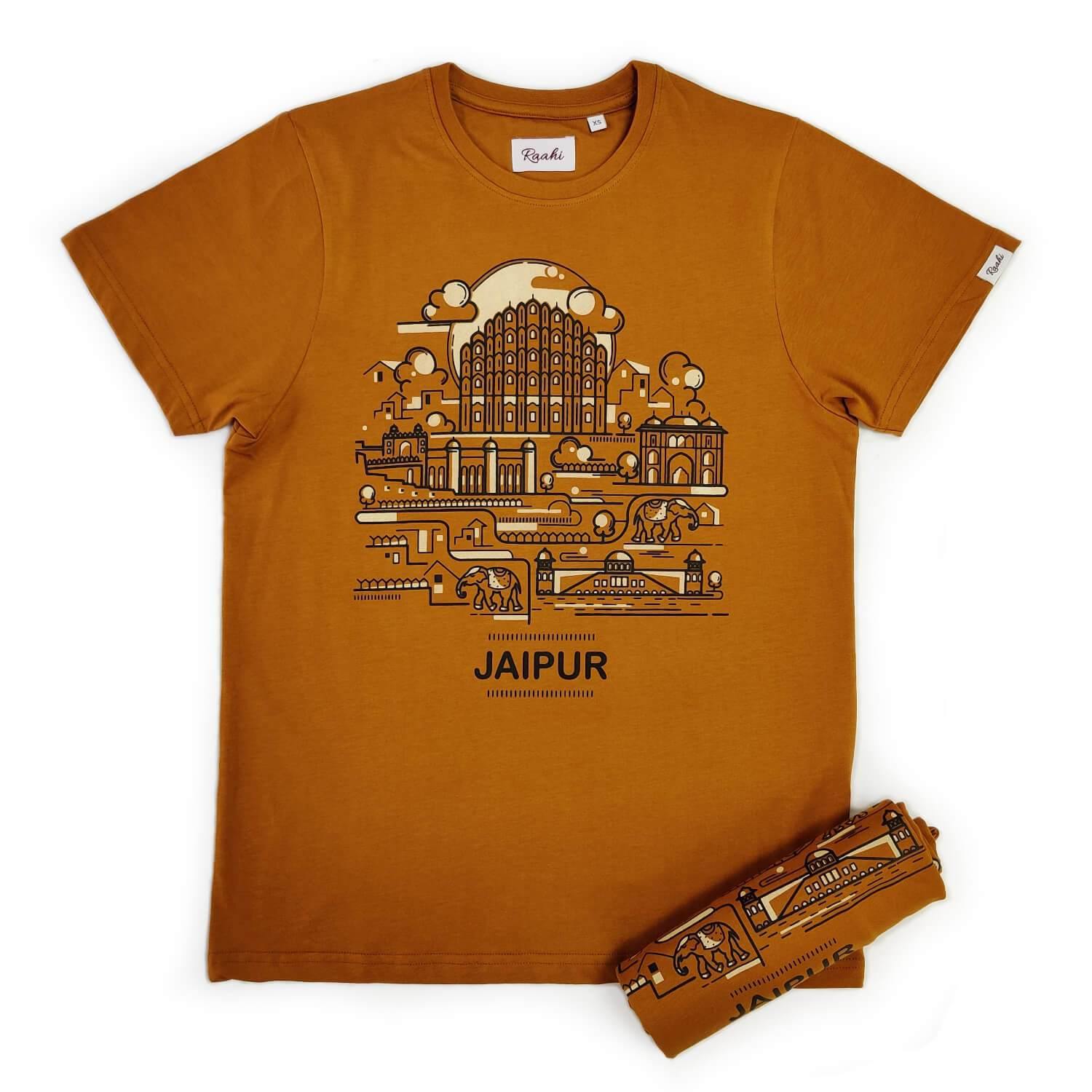 Jaipur Line Art - Golden Brown T-Shirt - Raahi