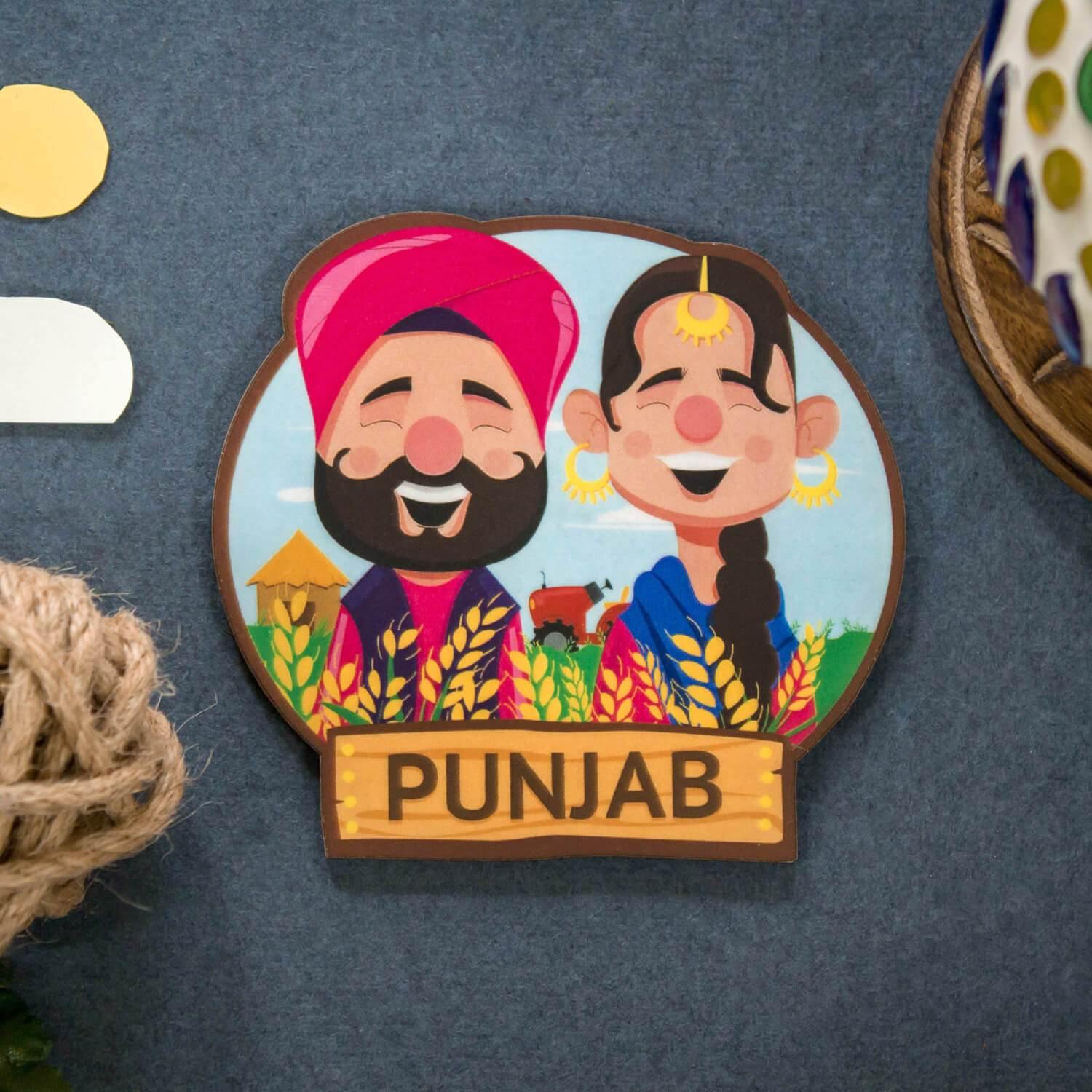 Punjabi Couple Fridge Magnet - Raahi
