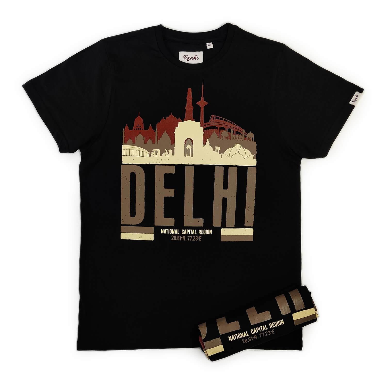 Delhi Skyline - Black T-Shirt - Raahi
