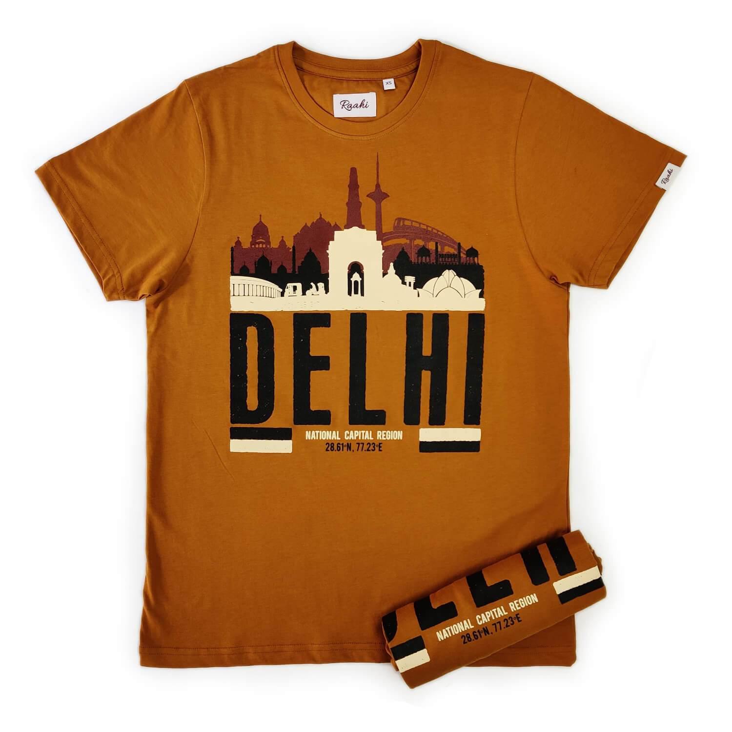 Delhi Skyline - Golden Brown T-Shirt - Raahi
