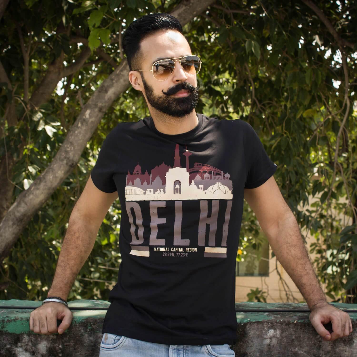 Delhi Skyline - Black T-Shirt - Raahi