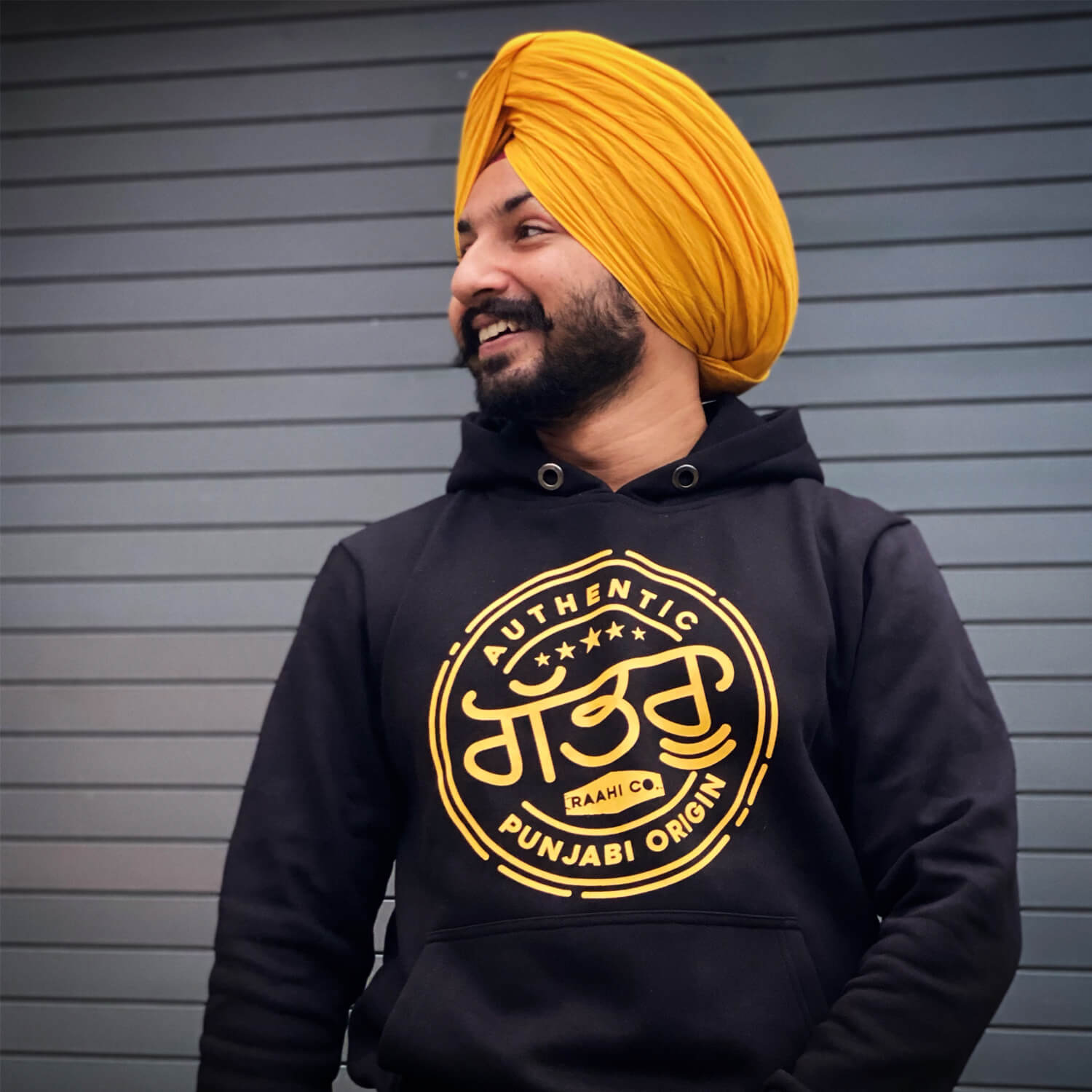 Gabru Stamp Punjabi - Black Hooded Sweatshirt