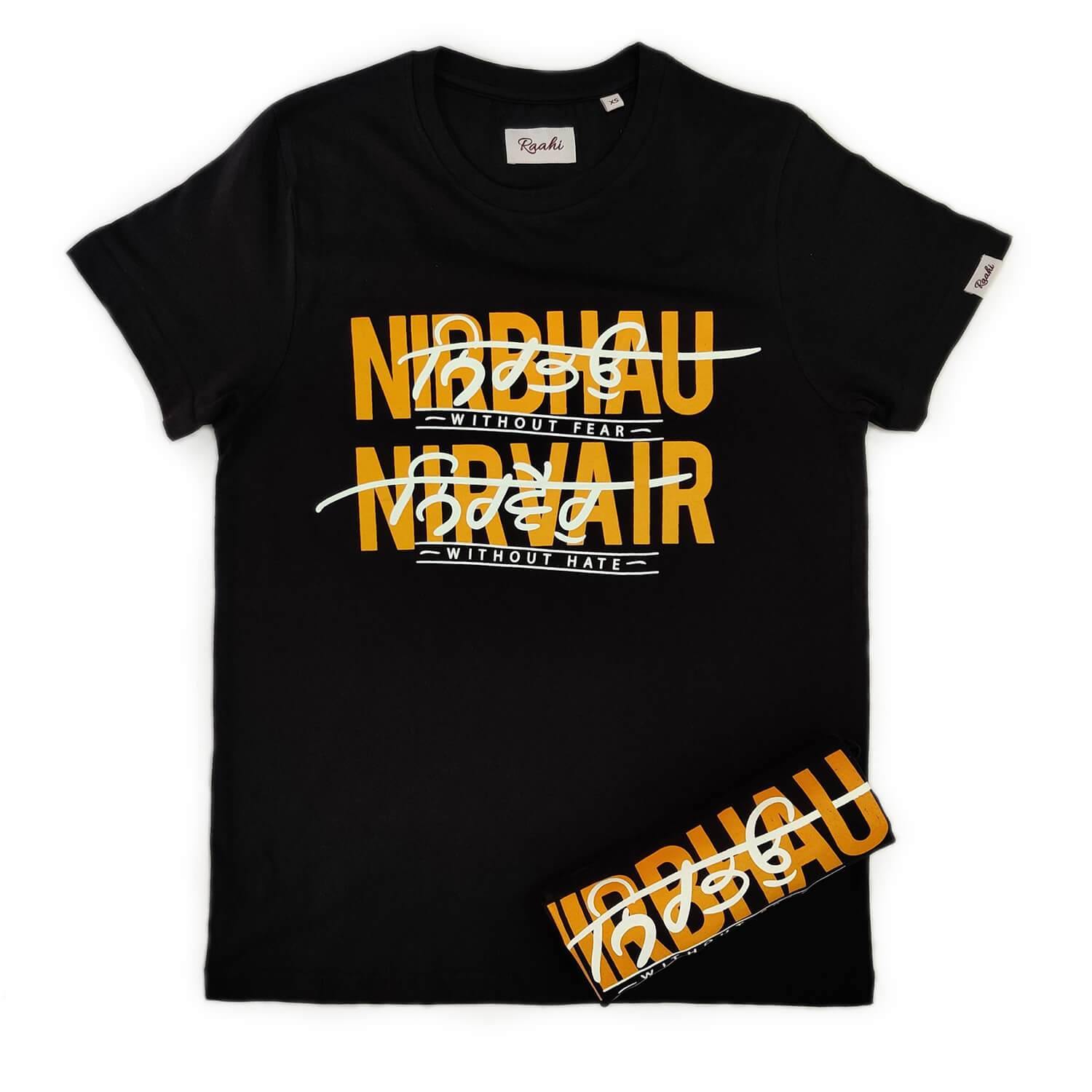 Nirbhau Nirvair - Black T-Shirt - Raahi