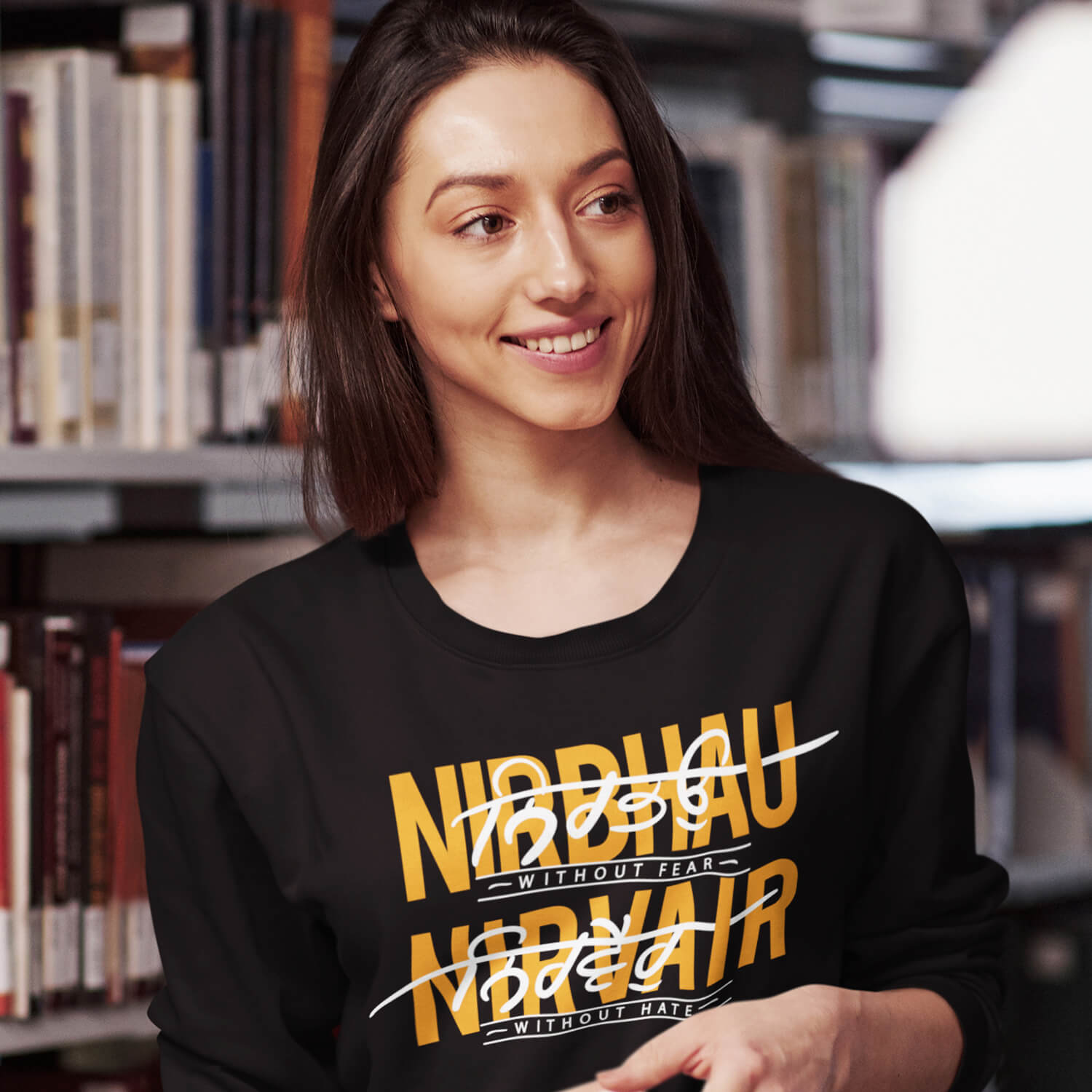 Nirbhau Nirvair - Black Punjabi Sweatshirt