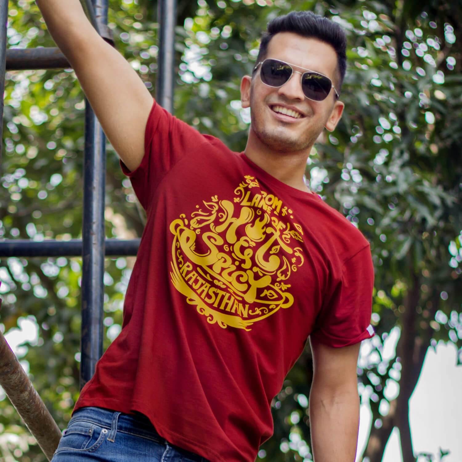 Land of Hot & Spicy Rajasthan - Red T-Shirt - Raahi
